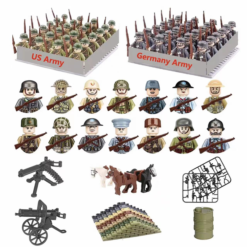 Lego Minifigure Holder - 24 unids/lote WW2 personaje militar WW2