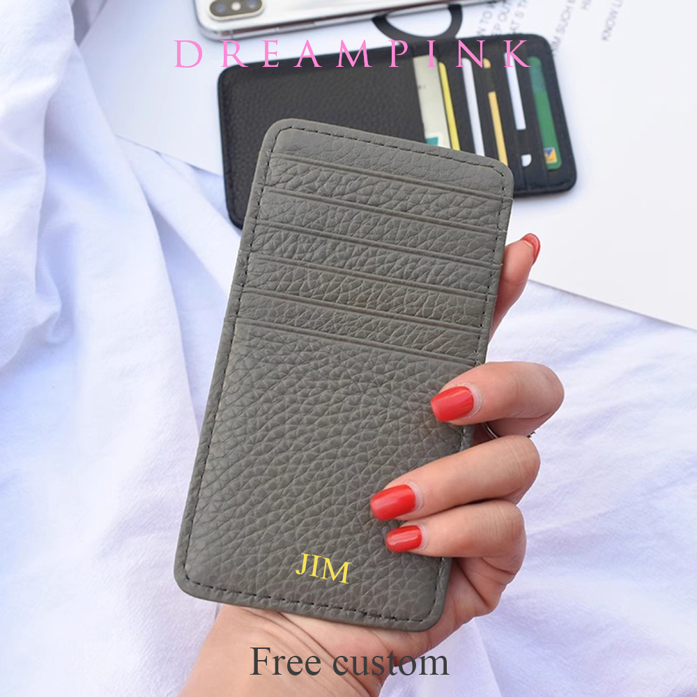 Card Top Loader - Cartera de cuero de vaca con